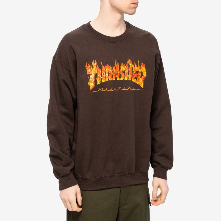 Кофта Thrasher Inferno Crewneck Dark Chocolate