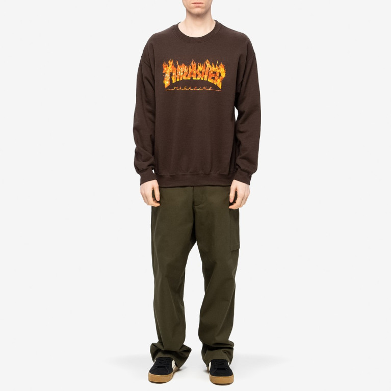 Кофта Thrasher Inferno Crewneck Dark Chocolate