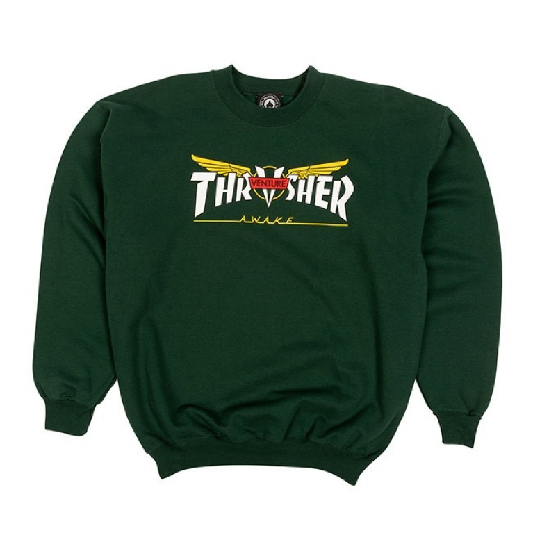 Кофта Thrasher Venture Collab Crew Forest Green