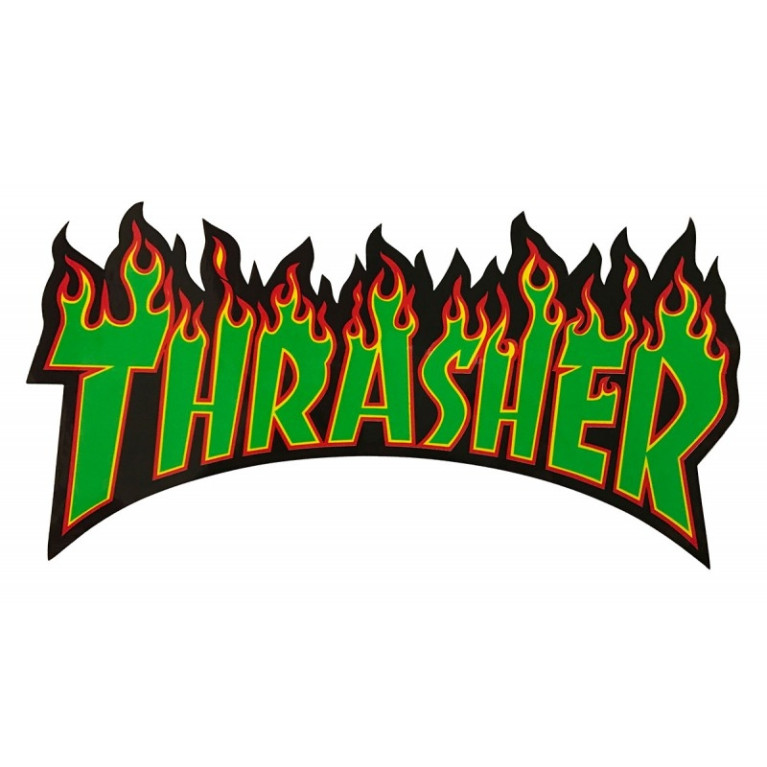 Стикер Thrasher Flame Logo Medium green