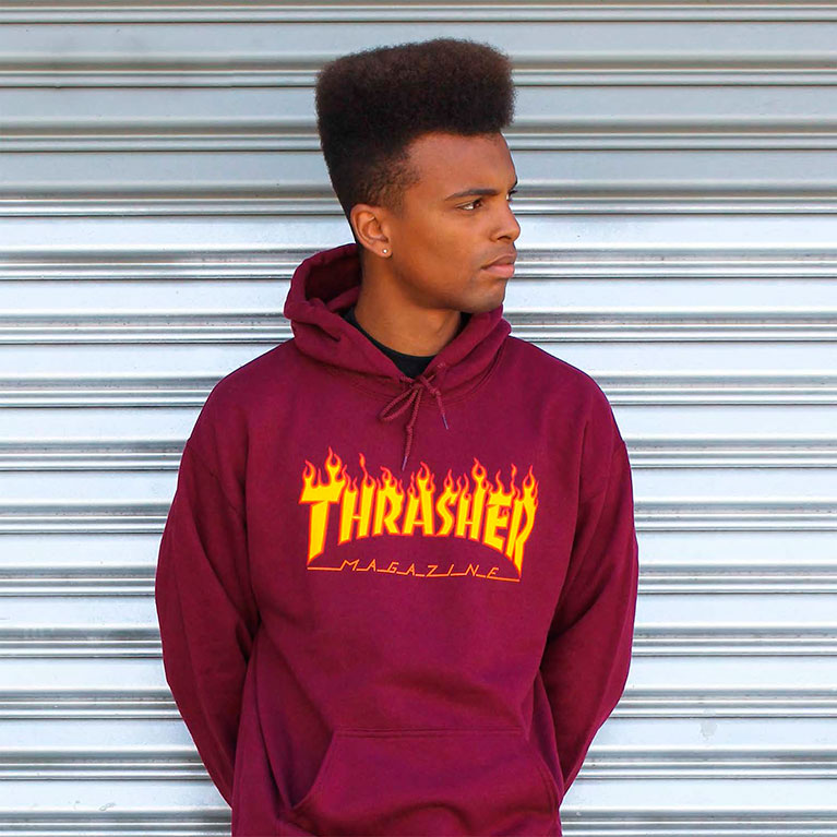 Толстовка Thrasher Flame Logo Hoodie Maroon 