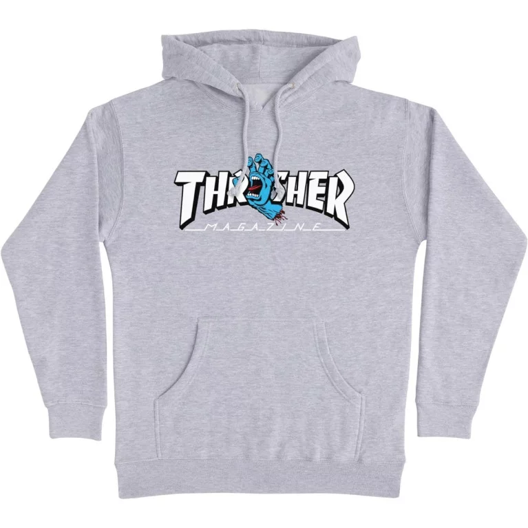 Толстовка SANTA CRUZ x THRASHER SCREAMING LOGO P/O HOODED HEAVYWEIGHT GREY HTHR